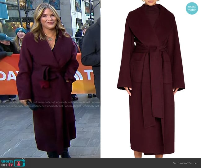 Ser.o.ya Mavis Wool Coat in Merlot worn by Jenna Bush Hager on Today