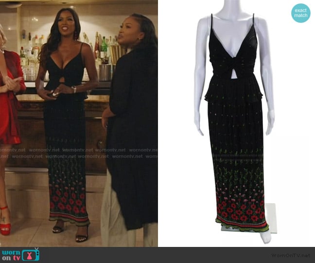 Sabina Musayev Selina Floral Gown worn by Stacey Rusch on The Real Housewives of Potomac