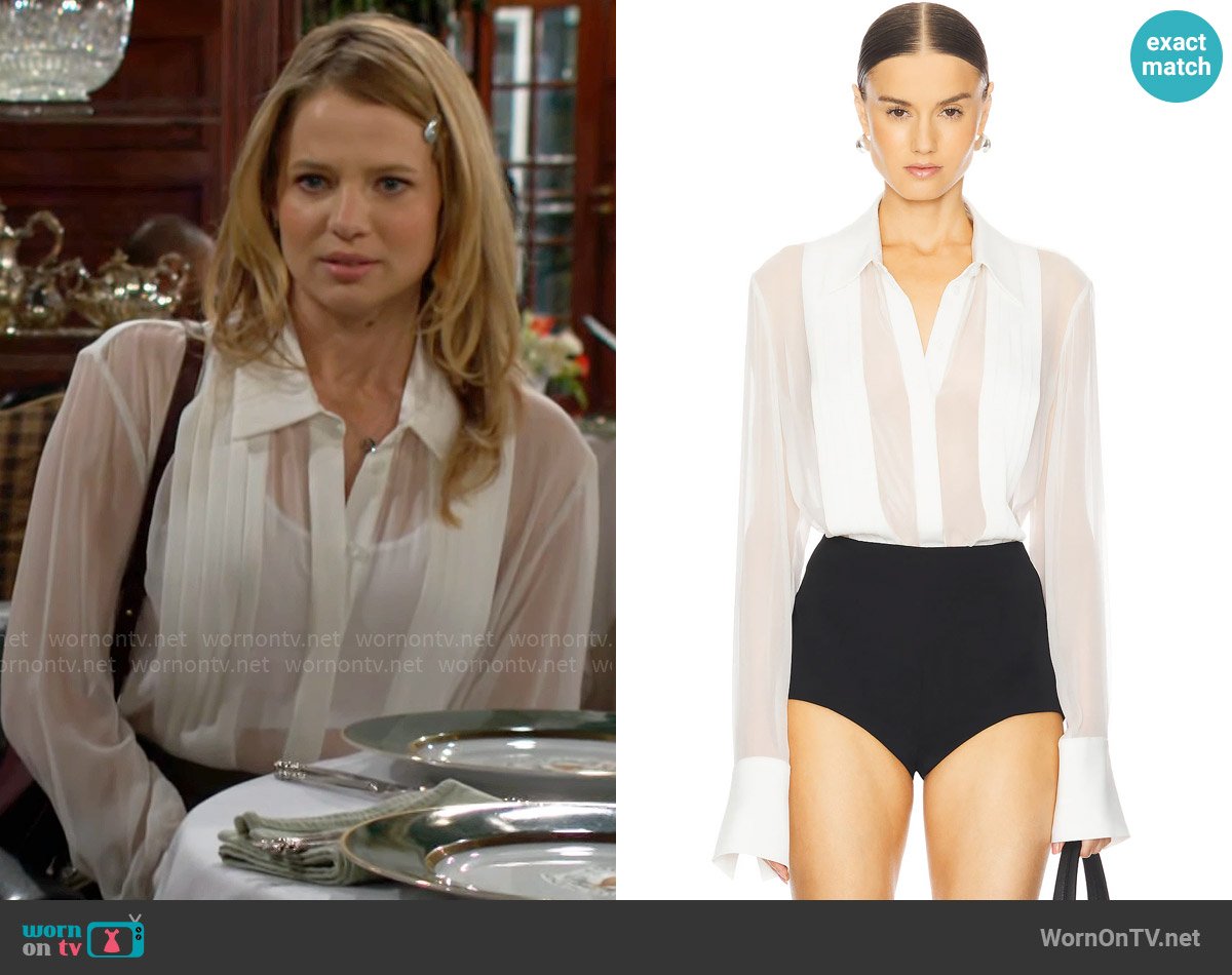 Sans Faff Meghan Silk Blouse worn by Summer Newman (Allison Lanier) on The Young and the Restless