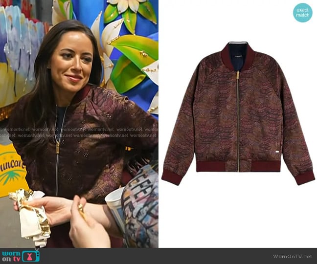 Scotch & Soda Feather Printed Reversible Bomber Jacket worn by Kaylee Hartung on Today