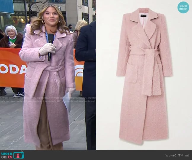 Sergio Hudson Belted Mohair and Wool-blend Coat worn by Jenna Bush Hager on Today