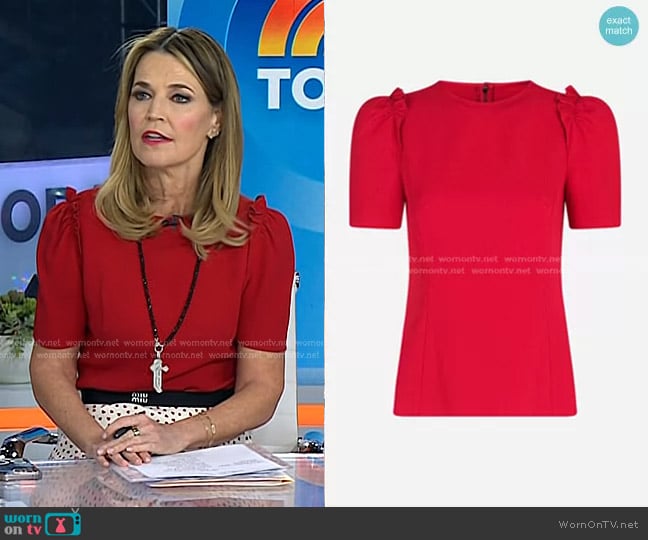 Dolce & Gabbana Short-sleeved Cady Fabric Top worn by Savannah Guthrie on Today