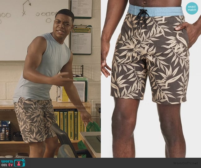 Goodfellow and Co Target Leaf Print Board Shorts worn by Yasi (Elijah M. Cooper) on All American