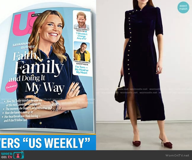 Saloni Taro Velvet Midi Dress worn by Savannah Guthrie on Today