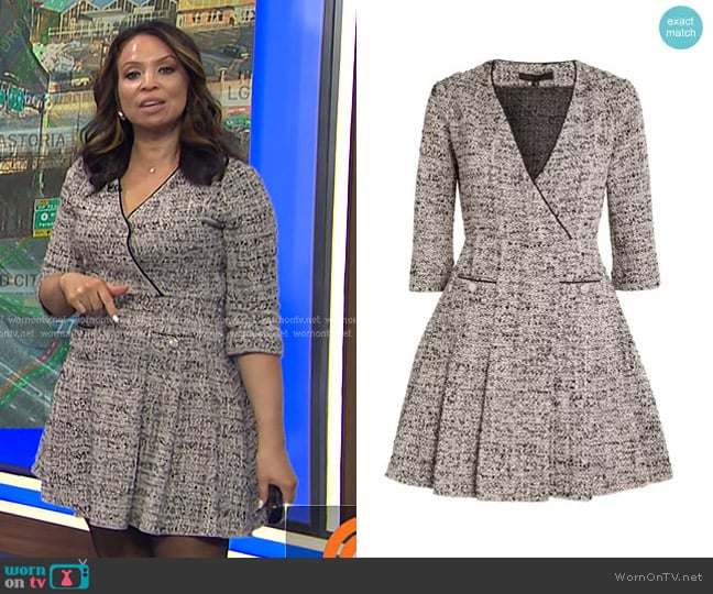 Maje Tweed Pleated Mini Dress worn by Adelle Caballero on Today