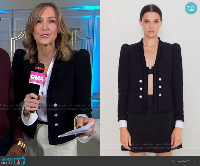 Zara Tweed Poplin Jacket worn by Lara Spencer on Good Morning America