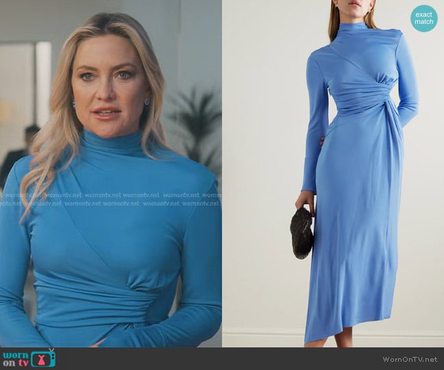 Victoria Beckham Asymmetric Twist-front Jersey Midi Dress worn by Isla Gordon (Kate Hudson) on Running Point