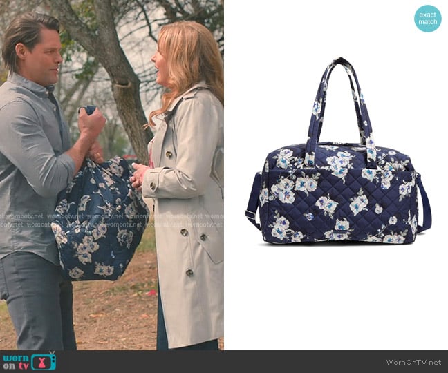 Vera Bradley Performance Twill Large Travel Duffle Bag worn by Iris Maddox (Jodi Benson) on Sweet Magnolias