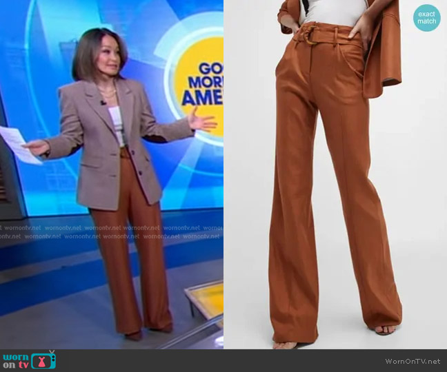 Veronica Beard Sunny Belted Pants worn by Eva Pilgrim on Good Morning America