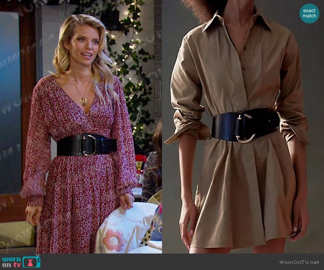 Anthropologie Wide Waist Hook Leather Belt worn by Catherina Greene (AnnaLynne McCord) on Days of our Lives