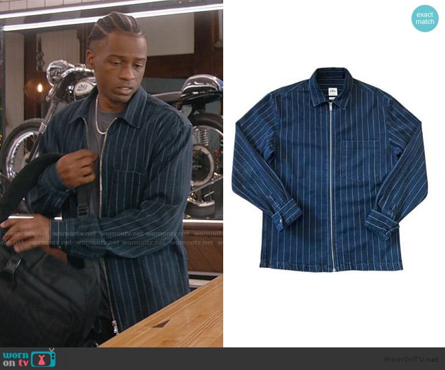 Zara Pinstripe Jacket worn by Khalil Edwards (Antonio J. Bell) on All American