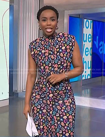 Zinhle's floral ruched dress on NBC News Daily