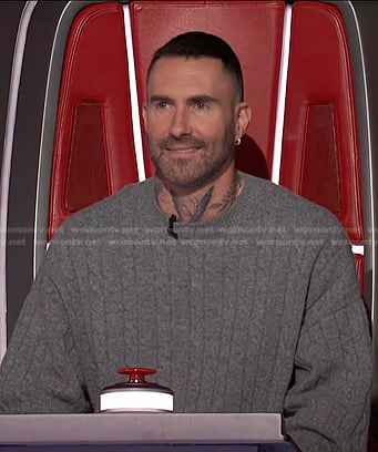 Adam Levine’s grey cable knit sweater on The Voice