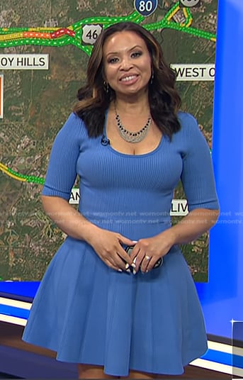 Adelle's blue ribbed scoop neck mini dress on Today