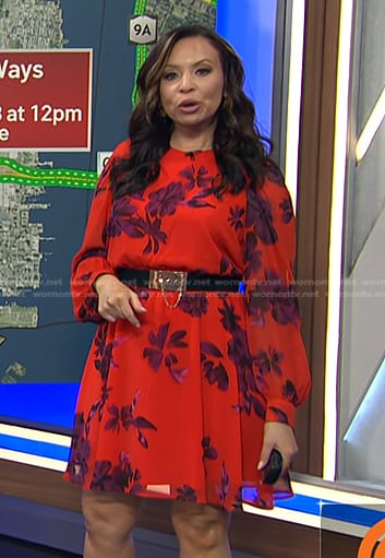 Adelle’s red floral dress on Today