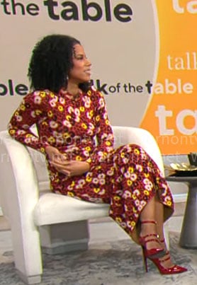 Adriana Diaz’s red floral maxi dress on CBS Mornings