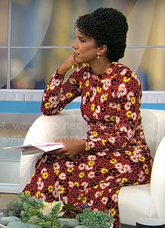 Adriana Diaz's red floral maxi dress on CBS Mornings