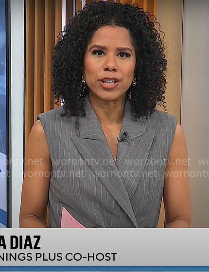 Adriana Diaz's grey pinstripe vest on CBS Mornings