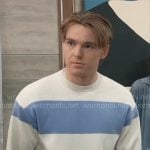 Aiden’s blue striped sweater on General Hospital