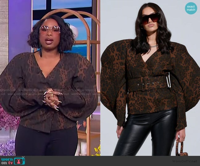 Akira Blow Him a Kiss Belted Cheetah Blouse worn by Jennifer Hudson on The Jennifer Hudson Show