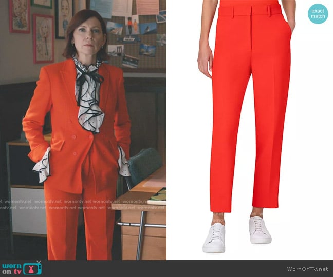 Akris Punto Feryn Seam Slim-Front Pants in Crimson Red worn by Elsbeth Tascioni (Carrie Preston) on Elsbeth