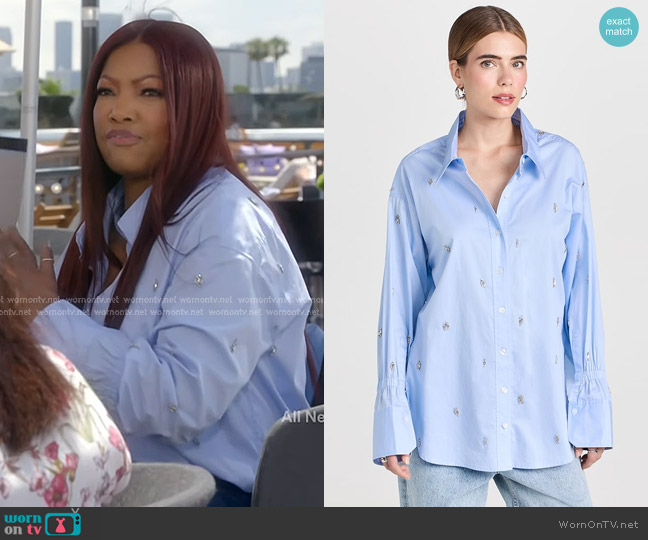 A.L.C. Monica Top in Sky Blue worn by Garcelle Beauvais on The Real Housewives of Beverly Hills