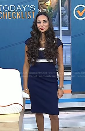 Alessandra Colón's navy square neck cap sleeve dress on Today