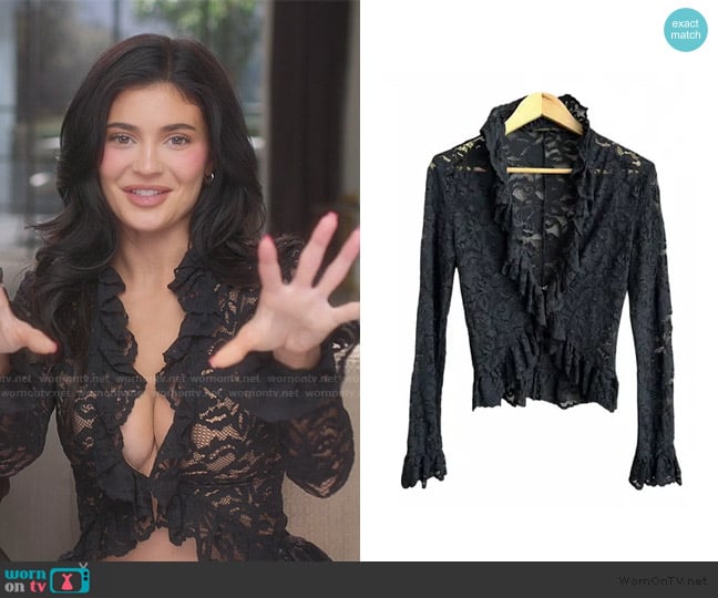 Alexander McQueen Lace Blouse worn by Kylie Jenner (Kylie Jenner) on The Kardashians