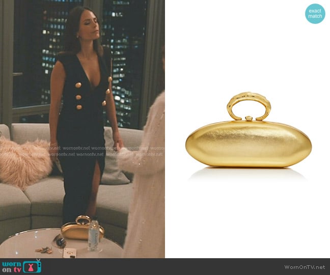 Alexis Bittar Molton Gold Bullet Clutch worn by Chloe (Jordana Brewster) on Elsbeth