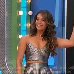 Alexis’s metallic crop top and pleated skirt set on The Price is Right