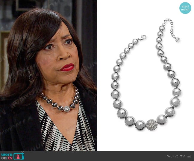 Alfani Silver-Tone Crystal Accent Bubble Statement Necklace worn by Paulina Price (Jackée Harry) on Days of our Lives