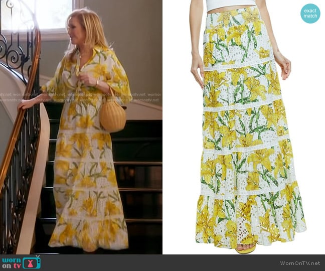 Alice + Olivia Aisha Tiered Skirt worn by Kathy Hilton on The Real Housewives of Beverly Hills