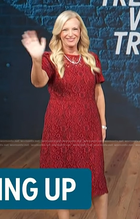 Alison Triessl’s red lace dress on Access Hollywood