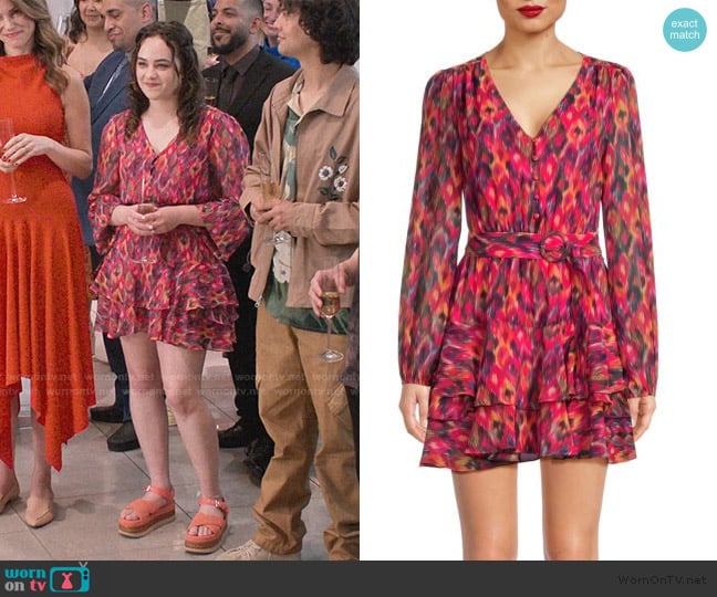 Allison New York Ikat Belted Mini Dress worn by Samantha LaRusso (Mary Mouser) on Cobra Kai