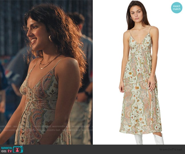 All Saints Dahlia V-neck maxi dress worn by Praveena Bhakti (Sasha Bhasin) on XO Kitty