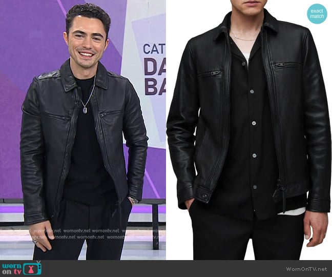 Darren Barnet’s black leather zip jacket on Today