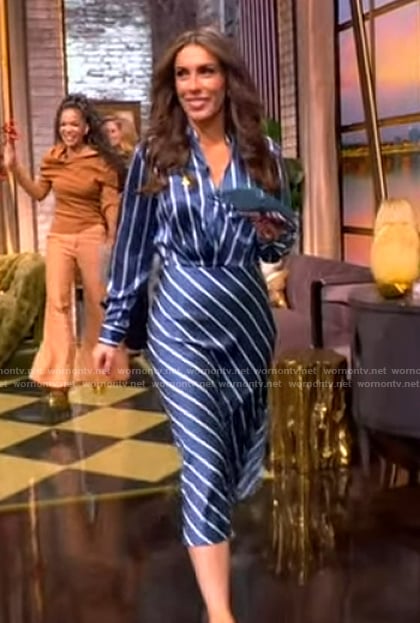 Alyssa’s blue stripe wrap dress on The View