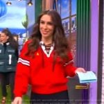 Alyssa’s red lace-up detail sweater on The View