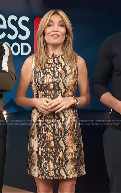 Kit's snake skin print mini dress on Access Hollywood