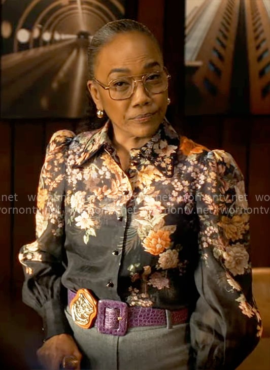 Amanda's floral button down blouse on Will Trent