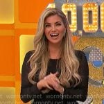 Amber’s black fit and flare dress on The Price is Right