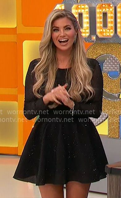 Amber's black fit and flare dress on The Price is Right