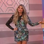 Amber’s floral sequin mini dress with lace sleeve on The Price is Right