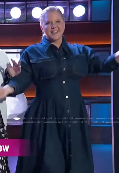 Amy Schumer's denim shirtdress on The Kelly Clarkson Show