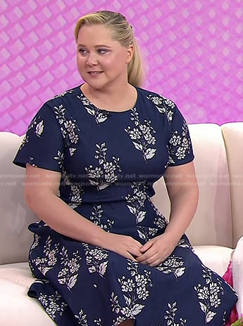 Amy Schumer's navy floral print dress on Today