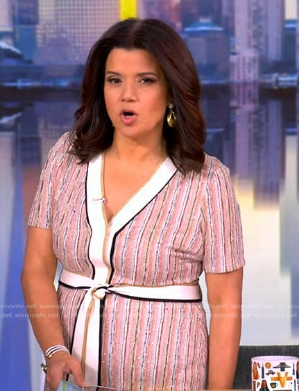 Ana's stripe knit tie waist dress on The View