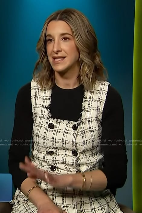 Andrea Lavinthal’s tweed top on Access Hollywood