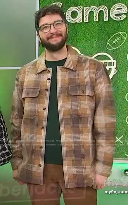 Andrew Boza's brown flannel shirt on Sherri