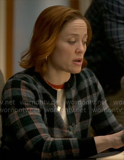 Angie's grey plaid cardigan on Will Trent