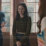 Annie’s green striped sweater and floral skirt on Sweet Magnolias